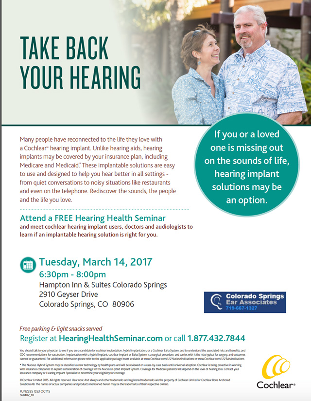 Cochlear Seminar Flayer of Colorado Springs Ear Associate
